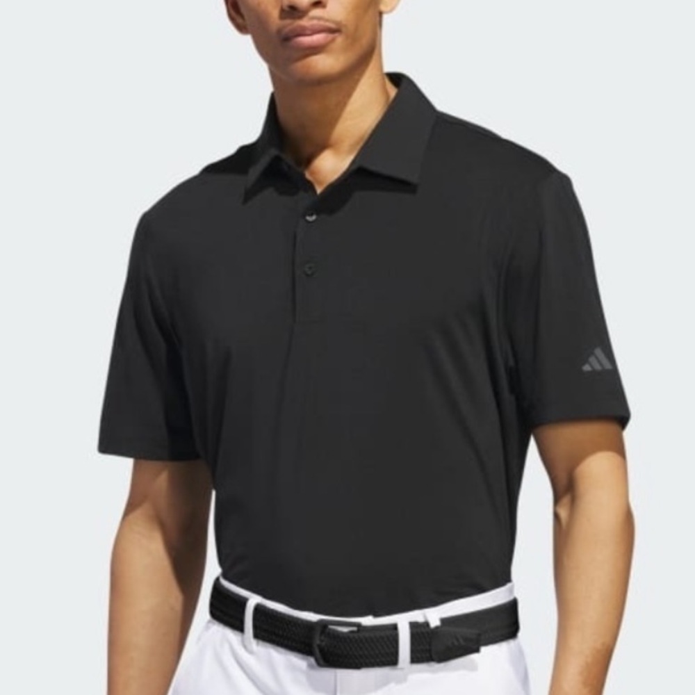 Adidas Mens Black Performance Polo Shirt Medium Moisture-Wicking Golf Activewear